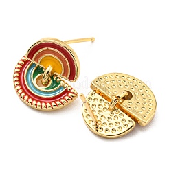 Orecchini pendenti arcobaleno in vero ottone placcato oro 18k con smalto&nbsp;KK-C026-13G