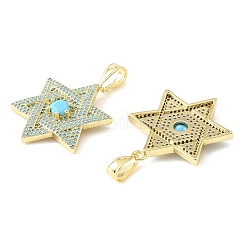 Colgantes de circonita cúbica azul cielo con micro pavé de latón&nbsp;CU-CBA6938-04G-02
