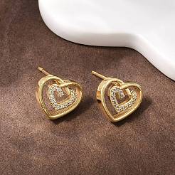 Aretes de latón con micro pavé de circonita cúbica transparente&nbsp;EJEW-F400-28A-G