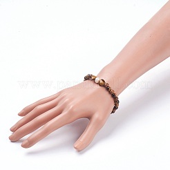 Braccialetti di stirata occhio di tigre naturale&nbsp;BJEW-JB03747-03