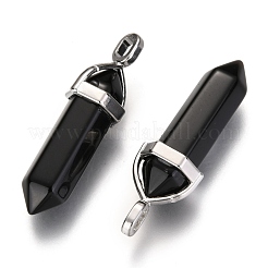 Natürliche schwarze Obsidian-Doppelend-Spitzen-Anhänger&nbsp;G-F295-04K