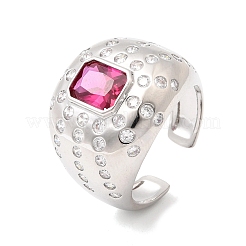 Anillos abiertos de latón con micropavé de circonitas cúbicas para mujer&nbsp;RJEW-L343-03P-05