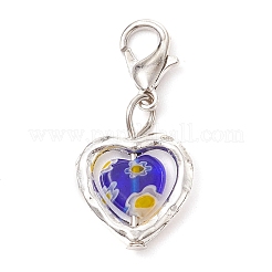 Herz-Anhängerdekorationen aus Millefiori-Glas und Legierung&nbsp;HJEW-JM02836