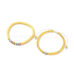 Set di bracciali con perline intrecciate a cuore&nbsp;BJEW-TA00056-03