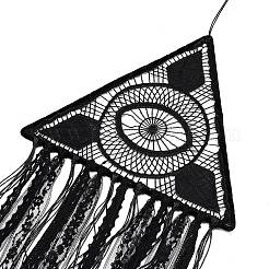 Handgemachtes böses Auge gewebtes Netz/Netz mit Federanhänger-Dekoration&nbsp;HJEW-I012-02