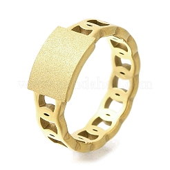 Anello da dito in acciaio inossidabile 304 con forma rettangolare testurizzata per donna&nbsp;RJEW-L126-03B-G