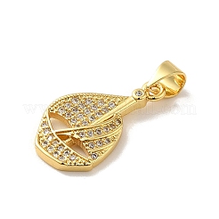 Placage de crémaillère en laiton micro pavé pendentifs en zircone cubique claire&nbsp;KK-C047-17G
