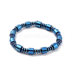 Bracciale con collana di perline a colonna in ematite sintetica e ottone con fermagli magnetici&nbsp;SJEW-G079-01