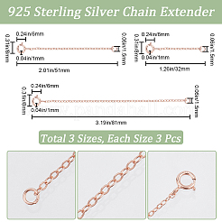 9 Stück 3 Stil 925 Sterling Silber Kabelkettenverlängerung&nbsp;FIND-BBC0003-31
