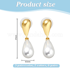 6 par de pendientes colgantes de perlas de imitación de resina de 2 colores&nbsp;EJEW-GO0003-19
