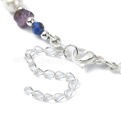 Natürliche Amethyst- und Lapislazuli-Chips sowie Muschelperlen-Perlenhalskette für Frauen&nbsp;NJEW-TA00127