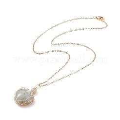 Collares con colgante de corazón de labradorita natural envuelto en alambre de cobre&nbsp;NJEW-JN03971-03