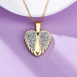 Colliers pendentifs ouvrables en acier inoxydable 304 avec strass en argile polymère pour femmes&nbsp;NJEW-Z065-14G-03