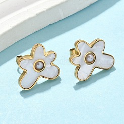 Blume 304 Edelstahl Anhänger Halsketten & Ohrstecker Sets für Frauen&nbsp;SJEW-B020-02G