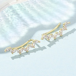 Boucles d'oreilles à clous en laiton pavé de zirconiums cubiques&nbsp;KK-CBAA351-19G-01
