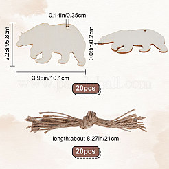 Ensemble de pendentifs en bois vierges inachevés à thème animal pour les arts de la peinture&nbsp;WOOD-WH0124-26B