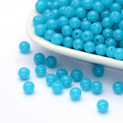 Perlas de acrílico fluorescentes, redondo, azul dodger, 6mm, agujero: 1.5 mm, aproximamente 3850 unidades / 500 g