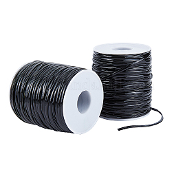 Pandahall 2 рулон 100 м пластиковый шнур для шнуровки 2.3 мм шнур для шнурка для изготовления ювелирных браслетов, чёрные