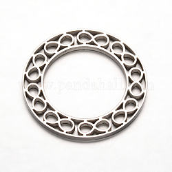 304 anillos de acero inoxidable enlace infinito, color acero inoxidable, 35x2mm, agujero: 23 mm