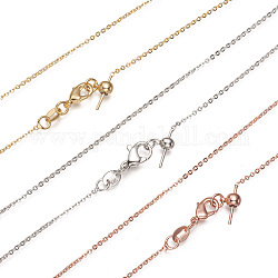 Латунные кабельные цепи ожерелья, долговечный, с застежками в виде клешней лобстера и стопорными бусинами, разноцветные, 17.71 дюйм (45 см), 0.5 мм