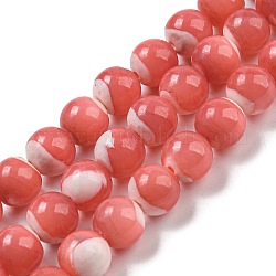 Brins de perles de trocas naturelles teintes, ronde, corail lumière, 6mm, Trou: 1.2mm, Environ 69 pcs/chapelet, 14.80 pouce (37.6 cm)