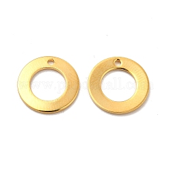 201 ciondoli in acciaio inossidabile, fascino ad anello, vero placcato oro 24k, 12x0.5mm, Foro: 1.2 mm