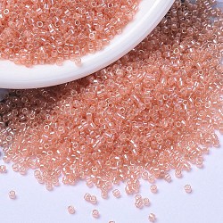 MIYUKI Delica Beads, Cylinder, Japanese Seed Beads, 11/0, (DB1480) Transparent Peach Luster, 1.3x1.6mm, Hole: 0.8mm, about 10000pcs/bag, 50g/bag