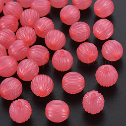 Perline acrilico jelly imitato, perline ondulate, tondo, salmone, 14x13mm, Foro: 2.5 mm, circa 356pcs/500g