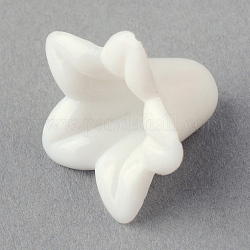 Perline acrilico opaco, perline di fiori di tromba, fiore, bianco, 17x17x12mm, Foro: 1.5 mm