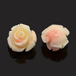Synthetic Coral 3D Flower Rose Beads, Dyed, Moccasin, 14~15x9mm, Hole: 1.5mm