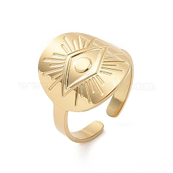 304 anello per dito aperto malocchio in acciaio inossidabile, anello polsino a fascia larga per le donne, oro, 3~17mm, diametro interno: noi taglia 7 (17.2 mm)