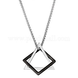 304 collier pendentif triangle et losange en acier inoxydable avec chaînes de boîte, bijoux de hanche punk pour femmes, gris anthracite & platine, 25.20 pouce (64 cm)
