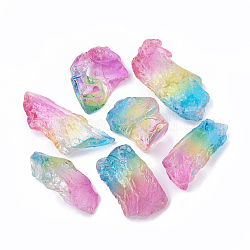Perline di cristallo di quarzo naturale, colore della placcatura di tormalina, tinto, Senza Buco / undrilled, pepite, colorato, 45~55x22~27x15~24mm