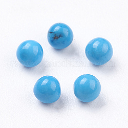 Perline di magnesite naturale, sfera di pietre preziose, tinto, tondo, perline non forate / Senza Buco, sfera di pietre preziose, cielo blu profondo, 3mm