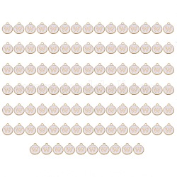 Charms aus vergoldeter Emaille-Legierung, emaillierte Pailletten, Flachrund, weiß, letter.w, 14x12x2 mm, Bohrung: 1.5 mm, 100 Stück / Karton