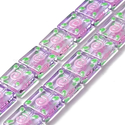 Handgemachte Murano Glas Perlen Stränge, mit Emaille, Viereck, lila, 11.8~12x12x5~5.5 mm, Bohrung: 1.2 mm, ca. 33 Stk. / Strang, 15.35'' (39 cm)