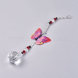 Crystal Suncatchers Hanging Pendant, Butterfly Prism, Windows Car Decorations, Pink, 260mm