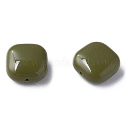 Perline acrilico opaco, quadrato, verde oliva scuro, 15x15x7.5mm, Foro: 1.2 mm, circa 375pcs/500g