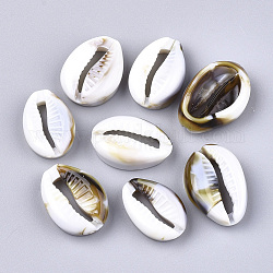 Perles acryliques, style de pierres fines imitation, pas de trous / non percés, forme de cauris, floral blanc, 18x12x6mm, environ 806 pcs/500 g