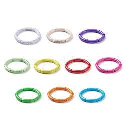 10 Stück 10-Farben-Edelsteinimitation Acryl gebogenes Rohr stämmige Stretch-Armbänder Set für Frauen, Mischfarbe, Innendurchmesser: 2-1/8 Zoll (5.3 cm), 1 Stück / Farbe