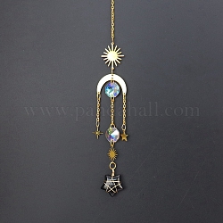 Attrape-soleil étoile en obsidienne naturelle ornements suspendus avec soleil en laiton, Pour la maison, décoration de jardin, or, 400mm