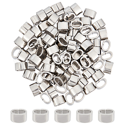 UNICRAFTALE 100pcs 5x8mm 304 Stainless Steel Rectangle Slide Charm Large Hole Slider Loose Beads Leather Cord Link Connector Bead Locking Clip Beads for Wristbands Bracelets Necklace Jewelry Making