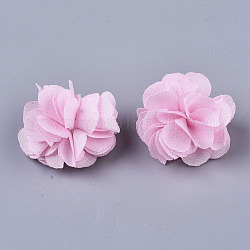 Blumen aus Polyestergewebe, für DIY Stirnbänder Blumenzubehör Hochzeit Haarschmuck für Mädchen Frauen, Perle rosa, 34 mm