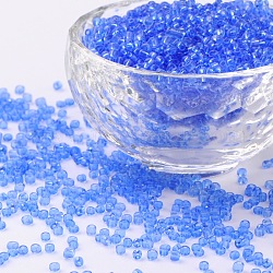 (Umverpackungsservice verfügbar) Glasperlen, transparent, Runde, hellblau, 12/0, 2 mm, Bohrung: 1 mm, ca. 12 g / Beutel