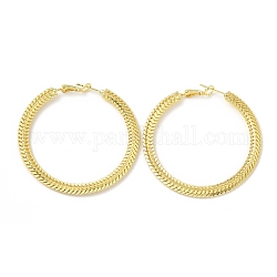 Brass Chain Wrap Big Hoop Earrings for Women, Lead Free & Cadmium Free & Nickel Free, Real 18K Gold Plated, 50.5x3mm, Pin: 0.9mm