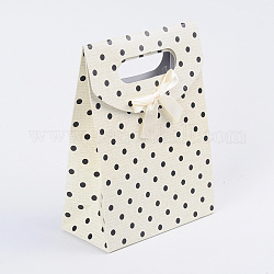 Valentine's Day Packages Polka Dot Print Kraft Paper Carrier/Gift Bags with Bowknot, about 12.3cm wide, 16.3cm long