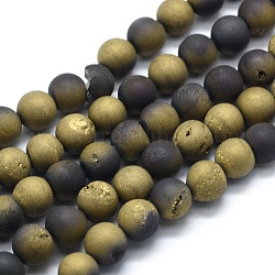 Galvanisierte natürliche druzy Achat Perlenstränge, Runde, matt, Farbig, 8 mm, Bohrung: 1.2 mm, ca. 48 Stk. / Strang, 15.15 Zoll (38.5 cm)