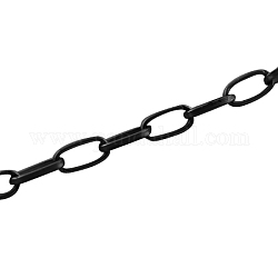 Iron Paperclip Chains, Flat Oval, Drawn Elongated Cable Chains, Unwelded, with Spool, Gunmetal, 10x5x1.5mm, about 164.04 Feet(50m)/roll