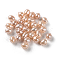 Culture des perles perles d'eau douce naturelles, la moitié foré, riz, niveau 5a+, Sandy Brown, 7~9x6.5~7.5mm, Trou: 0.9mm