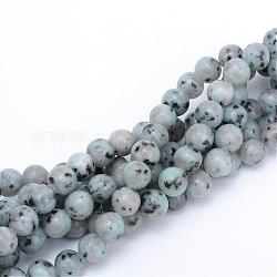 Natürliche Sesam Jaspis / Kiwi Jaspis Perlenstränge, Runde, 6 mm, Bohrung: 1 mm, ca. 58~62 Stk. / Strang, 14.96 Zoll (38 cm)